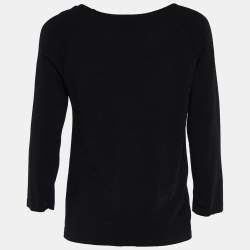 Pre Owned Dolce & Gabbana Black Knit Logo Detail Long Sleeve Top M