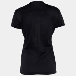 Pre Owned Dolce & Gabbana Black Cotton DG Embellished Crew Neck T-Shirt M