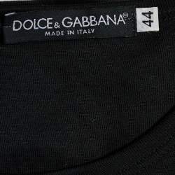 Pre Owned Dolce & Gabbana Black Cotton DG Embellished Crew Neck T-Shirt M
