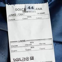 مملوكة مسبقًا بليزر دولتشي أند غابانا تويد أبيض/ أزرق أزرار أمامية مزخرفة مقاس متوسط