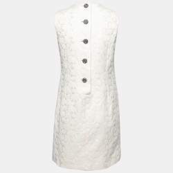 Pre Owned Dolce & Gabbana Cream Floral Embossed Jacquard Sleeveless Dress M
