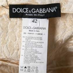 Pre Owned Dolce & Gabbana Cream Floral Embossed Jacquard Sleeveless Dress M