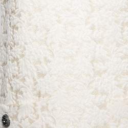 Pre Owned Dolce & Gabbana Cream Floral Embossed Jacquard Sleeveless Dress M