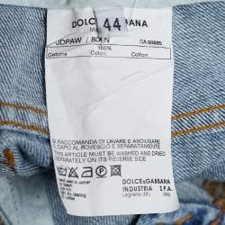 Pre Owned Dolce & Gabbana Blue Denim Embellished  Jeans  M/Waist 32"