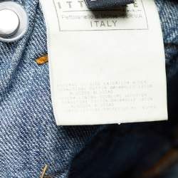 Pre Owned بنطلون جينز دي أند جي دينم مكشكش أزرق بأرجل واسعة مقاس وسط - ميديوم/ خصر 34 بوصة