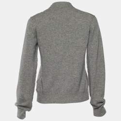 Pre Owned Dolce & Gabbana Grey Knit Tie Crystal Embellished Cardigan M