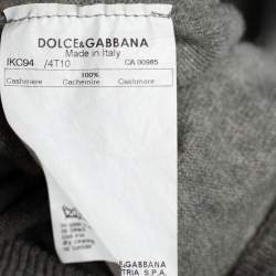 Pre Owned Dolce & Gabbana Grey Knit Tie Crystal Embellished Cardigan M