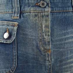 Pre Owned Dolce & Gabbana Blue Denim Buttoned Pocket Skirt L