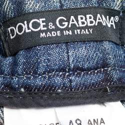 Pre Owned Dolce & Gabbana Blue Denim Buttoned Pocket Skirt L