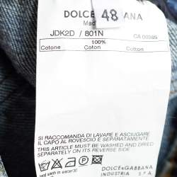 Pre Owned Dolce & Gabbana Blue Denim Buttoned Pocket Skirt L