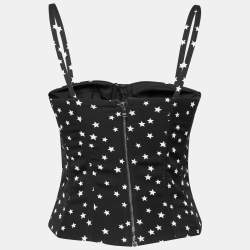 Pre Owned Dolce & Gabbana Black Start Printed Satin Corset Top S