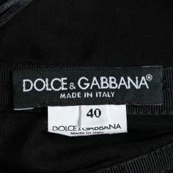 Pre Owned Dolce & Gabbana Black Start Printed Satin Corset Top S