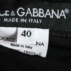 Pre Owned Dolce & Gabbana Black Start Printed Satin Corset Top S