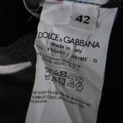 Pre Owned Dolce & Gabbana Black Silk Cocktail Print Button Front Pajama Shirt M