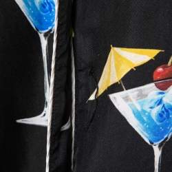 Pre Owned Dolce & Gabbana Black Silk Cocktail Print Button Front Pajama Shirt M