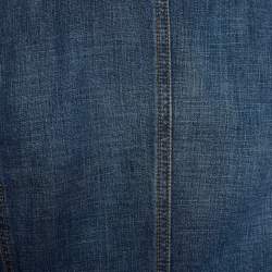 Pre Owned Dolce & Gabbana Indigo Distressed Denim Varsity Jacket L
