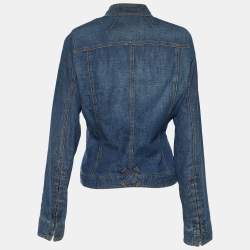Pre Owned Dolce & Gabbana Indigo Distressed Denim Varsity Jacket L