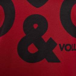 Pre Owned Dolce & Gabbana Burgundy Logo Print Jersey T-shirt XL