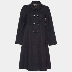 Dolce & Gabbana Grey Wool Flared Double Breasted Coat S