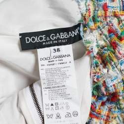 Pre Owned Dolce & Gabbana Multicolor Tweed Sleeveless Shift Dress S