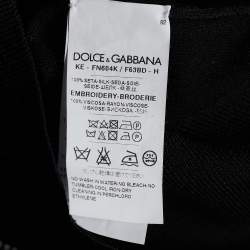 Pre Owned Dolce & Gabbana Black Silk Knit Floral Embroidered Top S