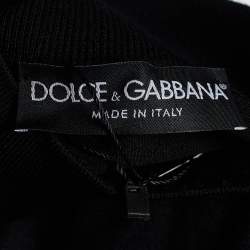 Pre Owned Dolce & Gabbana Black Silk Knit Floral Embroidered Top S