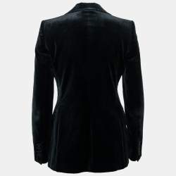 Pre Owned Dolce & Gabbana Black Velvet Vintage Velcro Front Blazer S