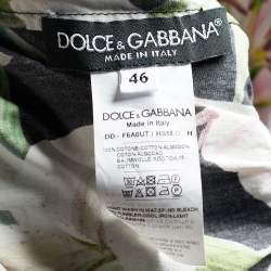Pre Owned Dolce & Gabbana Black Lily Print Cotton Off-Shoulder Dress L