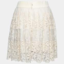 Pre Owned Dolce & Gabbana Cream Lace Mini Skirt S