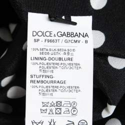 Pre Owned Dolce & Gabbana Cream Printed Silk Zip Front Jacket M