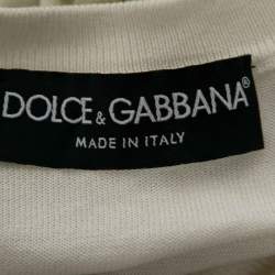 Pre Owned Dolce & Gabbana Cream Knit Floral Appliqué Long Sleeve Sweater S