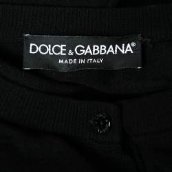 Pre Owned Dolce & Gabbana Black Wool Floral Embroidered and Embellished Button Front Cardigan M
