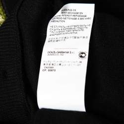 Pre Owned Dolce & Gabbana Black Wool Floral Embroidered and Embellished Button Front Cardigan M