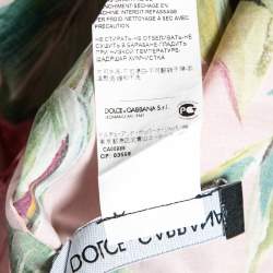 Pre Owned Dolce & Gabbana Pink Floral Print Poplin Flounce Overlay Top L