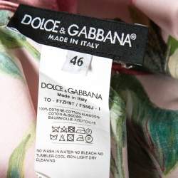 Pre Owned Dolce & Gabbana Pink Floral Print Poplin Flounce Overlay Top L