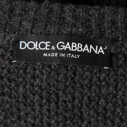 Pre Owned Dolce & Gabbana Dark Grey Alpaca Blend Cropped Cardigan L