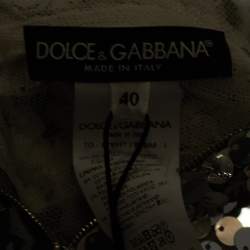 Pre Owned Dolce & Gabbana Silver Sequined Mesh Sleeveless Top  S