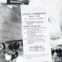 Pre Owned Dolce & Gabbana Silver Sequined Mesh Sleeveless Top  S