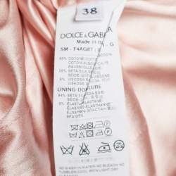 Pre Owned Dolce & Gabbana Pink Rose Print Cotton & Silk Jacquard Mini Skirt S