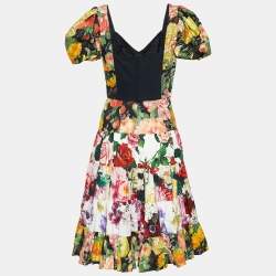 Pre Owned Dolce & Gabbana Multicolor Floral Print Cotton Flared Dress M