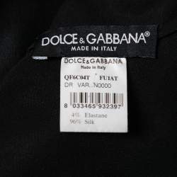 Pre Owned Dolce & Gabbana Black Sheer Silk Ruched Waist Dress M