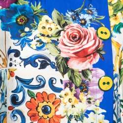 Pre Owned Dolce & Gabbana Multicolor Floral Print Silk Blouse M
