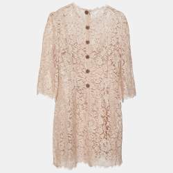 Pre Owned فستان ميني دولتشي أند غابانا دانتيل مورد وردي باهت مقاس متوسط (ميديوم)