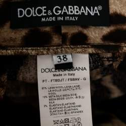 Pre Owned Dolce & Gabbana Brown Leopard Print Wool Trousers S Waist 26"