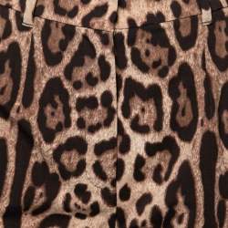 Pre Owned Dolce & Gabbana Brown Leopard Print Wool Trousers S Waist 26"