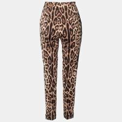 Pre Owned Dolce & Gabbana Brown Leopard Print Wool Trousers S Waist 26"