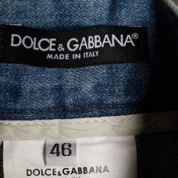 Pre Owned Dolce & Gabbana Blue Denim Zip Detail Classic 14 Fit Jeans L