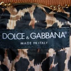 Pre Owned Dolce & Gabbana Brown Suede Button Front Bomber Jacket S