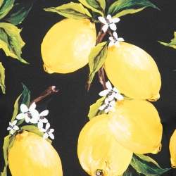 Pre Owned Dolce & Gabbana Black Lemon Print Silk Short Sleeve Blouse M
