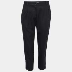 Pre Owned Dolce & Gabbana Black Wool Slim Fit Trousers S Waist 28"